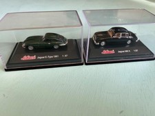 Schuco model Jaguars x 2, E-Type and MkII, 1:87 scale, beautiful condition