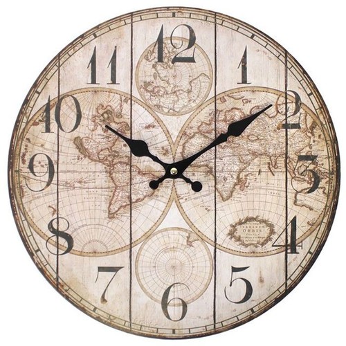 Glass clock world globe - glass,