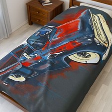 57 Chevy pickup truck blanket throw Gray Velveteen Microfiber 