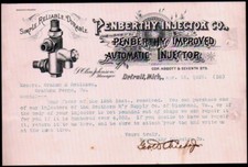 1893 Detroit Mi - Penberthy Injector Co - Calvert Lith Co - Letter Head Bill