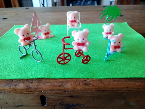Vintage flocked teddies 6 - teddies,