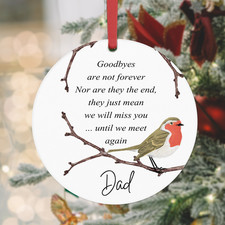 Robin Memorial Loss Loved One Xmas Tree Bauble Ornament Keepsake Decoration