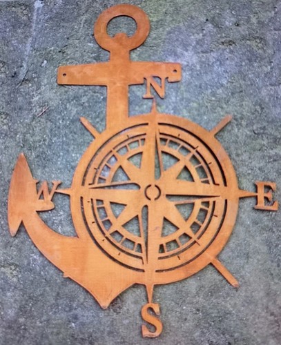 Anchor compass metal wall - &,