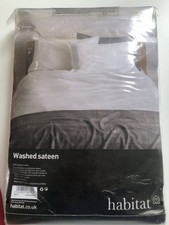 Habitat Washed Sateen Super king Size Duvet Cover White 100% Egyptian Cotton