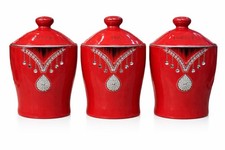 Set red ceramic canisters - of, 3
