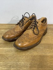 Loake Design Sutherland Tan Leather Brogue Lace Up Shoes Size 7.5 UK Used