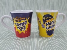 2x Cadburys Creme & Mini Egg Mugs Vintage Retro Collectible Very Good Condition 