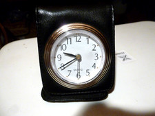 Travel Alarm Clock faux leather Wallet Style