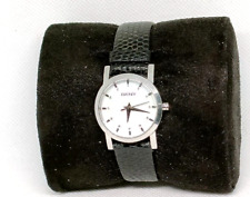 DKNY Ladies MOP Dial Black Pebbled Leather Strap Watch - Working