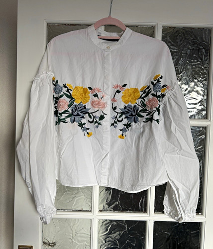 Zara white floral embroidered - zara,