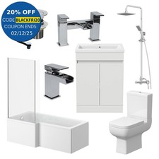 Bathroom Suite Complete LH 1700mm Bath Single Ended Basin Sink Taps Toilet WC