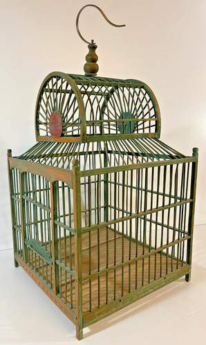 Antique wooden bird cage - bird,