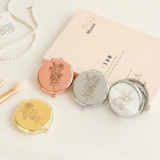 Personalised Compact Mirror Floral Handbag Pocket Mirror Christmas Birthday Gift