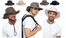 Mens Womens Sun Hat Safari Wide Brim Aussie Bush Outback Quick Dry Bucket UV NEW