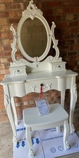 White Dunelm Toulouse Dressing Table with mirror stool 3 drawers Collection Only