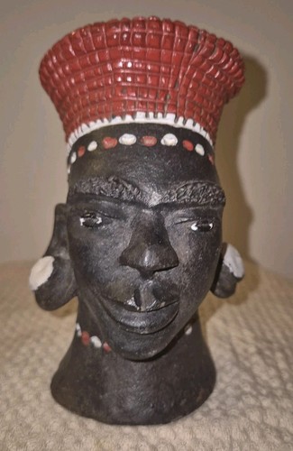 Old african head figure statue - old,