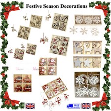 Christmas Tree Decorations Wooden Snowflakes Reindeer Tree Bells Santa Tree 