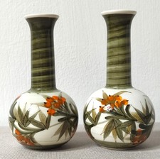 Jersey Pottery Matching Pair of Vintage Small Bud Posy Vase with Flowers