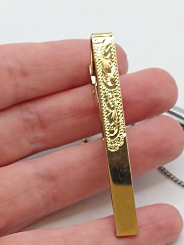 Vintage gold tone bar - tone, tie