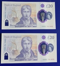 £20 x 2, Twenty Pound Polymer Note, AD63, Sarah John, Bank of England, 2020