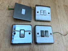 4x Metal Single Double Light Switch 1 2 Way Gang GET MK Crabtree Chrome Nickel