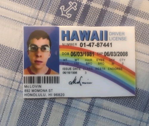 Mclovin id card - mclovin,