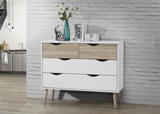 White & Oak Effect 2 + 2 Drawer Chest W99cm x D39cm x H82cm MAPLE