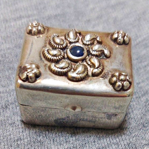 Antique silver metal - silver, floral