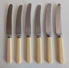 6 Vintage Faux Bone Handle Small Dessert Knives