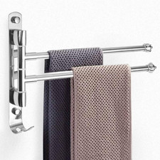 30CM 2-Arm Swivel Towel Rail, 304 Stainless Steel Kitchen Towel Rail Wall Mounte