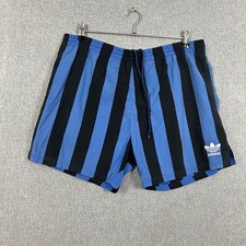 Vintage Adidas Shorts Mens W34 Blue Striped 80s Sports Trefoil Logo