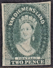 TASMANIA - IMPERF QV Chalon 2d