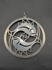 James Kerr Scottish Provincial Sterling Silver Large Pisces Pendant 12.2g