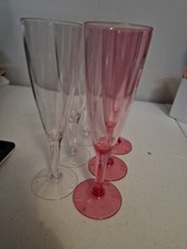 6x 3 Pink 3 Clear plastic champagne flutes