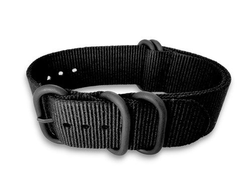 Black buckle nylon watch - watch, strap