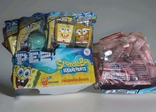 SpongeBob PEZ Candy 18 Candy dispensers & Bag Full Of Candy Strawberry Refills.