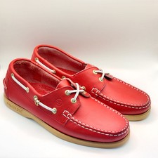 Men Red Leather Boating Shoes