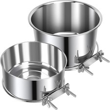 2 Pcs Large Pet Dog Food Water Bowl for Cage Stainless Steel Non-Spill Kennel