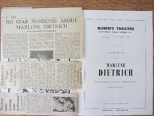 MARLENE DIETRICH at QUEENS THEATRE 1964 programme  +  3 clippings