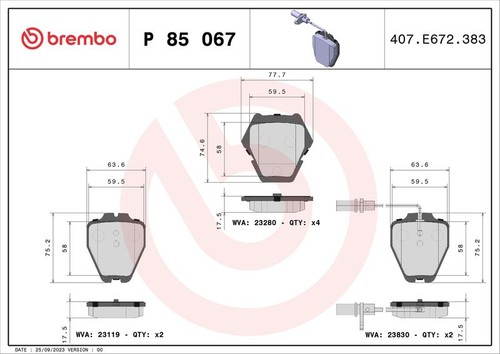 Brembo p85067 brake pad set - brembo,