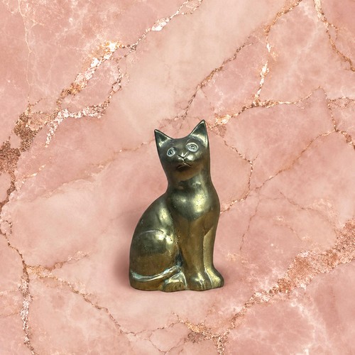 Tall vintage brass cat - brass,