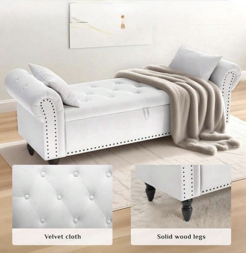 Velvet ottoman storage bench - ottoman,