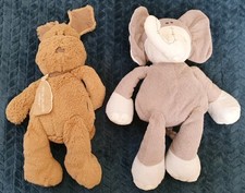 Mamas & Papas Peanut grey elephant & Pumpkin brown dog Soft Toy 16"