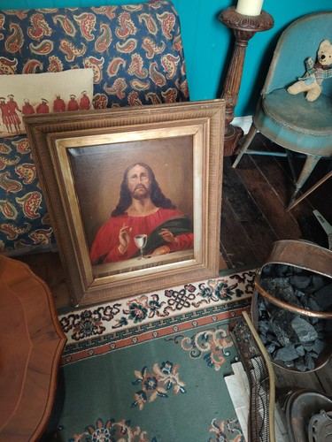 Antique oil painting - , 19