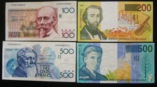 4 x Belgium Pre Euro Banknotes - 100, 200, 500 Francs x 2: Circulated