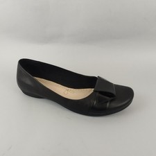 Clarks Shoes Womens 6.5 E Ballet Flats Black Leather Ballerina Pumps Work Wide