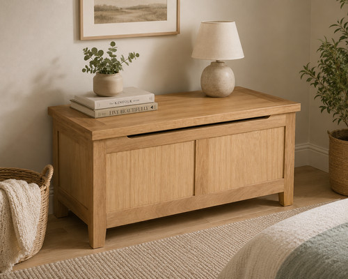 Solid oak como blanket box - solid,