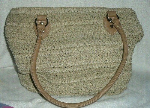 Large woven cream - woven, purse
