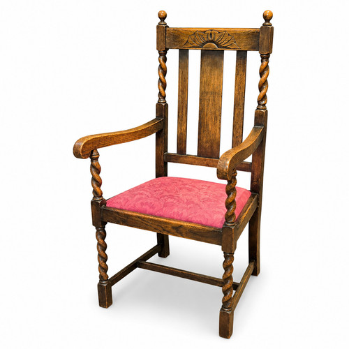 Antique oak hall armchair - hall,