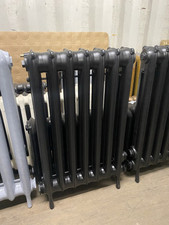 Victorian Cast Iron Eared Duchess Radiator 7 Sections In Black & Decorative Feet